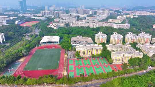 华南师范大学广州校区航拍大学城校园风景风视频素材模板下载