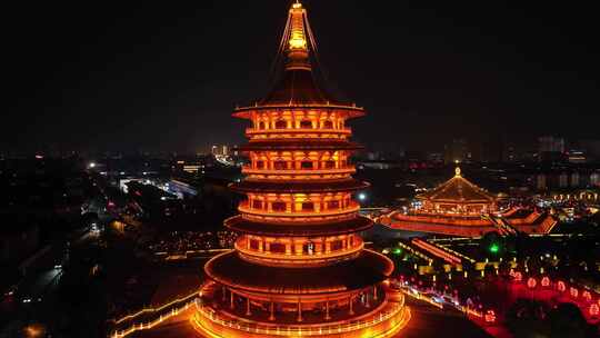 洛阳天堂明堂夜景远景推近