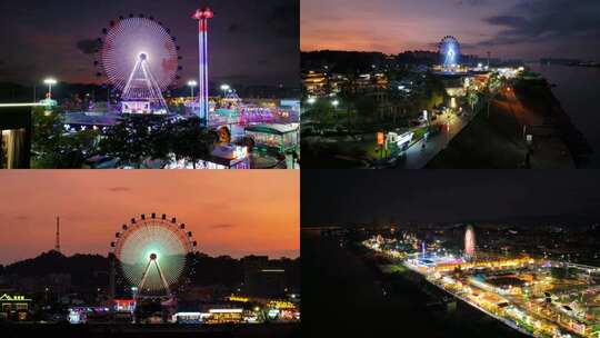 佛山高明滨河park生态文创园夜景航拍高清在线视频素材下载