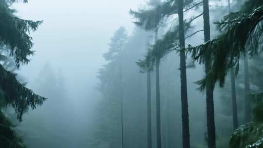 黄山雨后森林大雾弥漫神秘自然视频