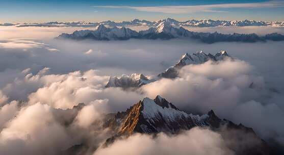 雪山云雾阳光山峰云海日出自然生态环境风景