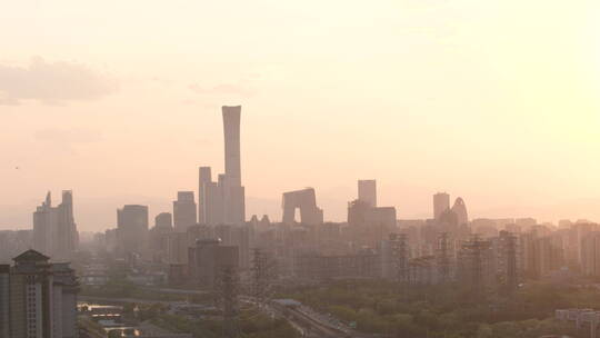 北京CBD中国尊晚霞4K视频