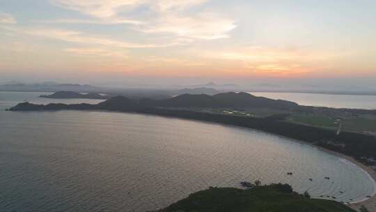 海南万宁大花角航拍日落美景