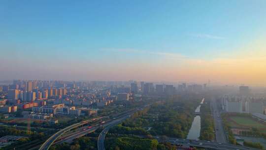 杭州钱塘新区下沙立交桥城市风景视频素材