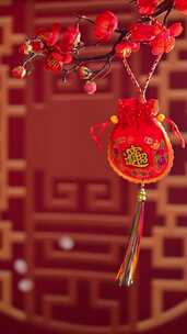 中国新年春节龙年装饰红色喜庆氛围竖屏