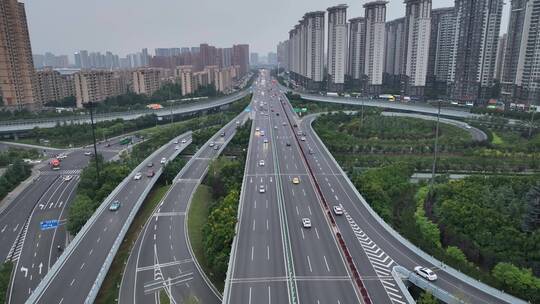 洛阳隋唐立交桥交通夜景航拍