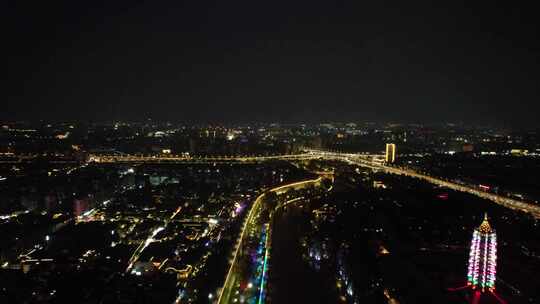 江苏南京大报恩寺夜景灯光航拍