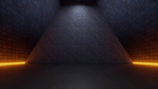 黑暗的空房间3D渲染
