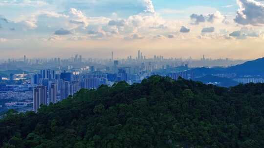 最新广州晨曦全景航拍