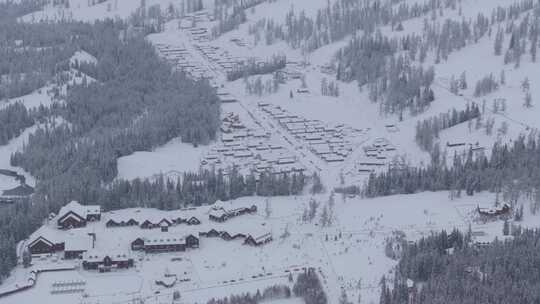 航拍新疆喀纳斯老村雪景