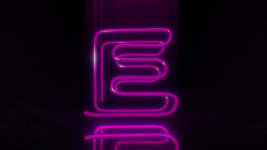 彩色霓虹灯字母E循环动画。视频素材模板下载