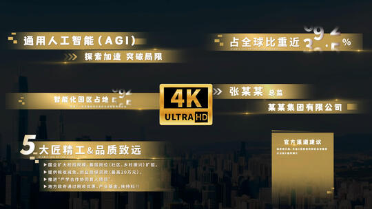 4K 多款 简洁金色字幕条 带通道