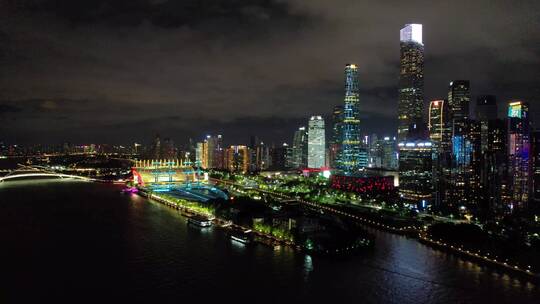 珠江新城和广州塔航拍夜景4K