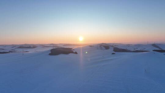 航拍林海雪原雾凇夕照视频素材