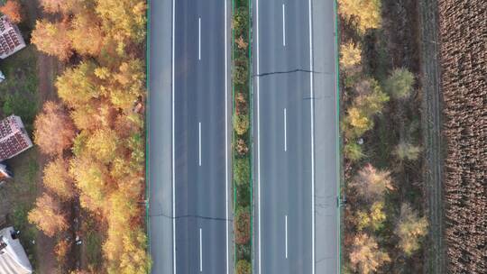 高速公路秋景航拍