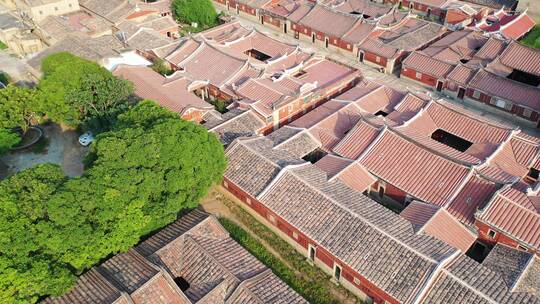 泉州蔡氏古民居航拍闽南红砖瓦房古厝建筑群