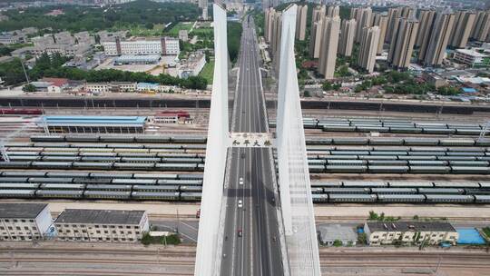 江苏徐州和平大桥交通地标建筑航拍