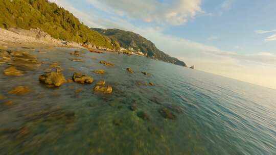 海洋，海岸，无人机，鸟眼