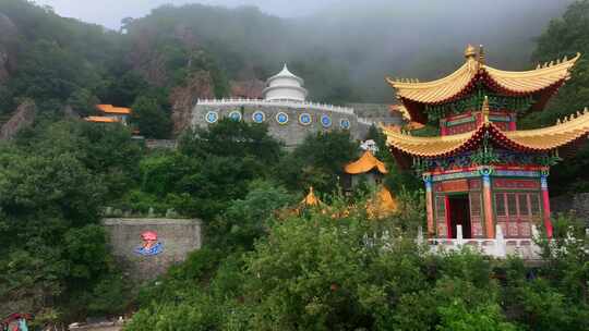 航拍辽宁辽阳龙峰寺