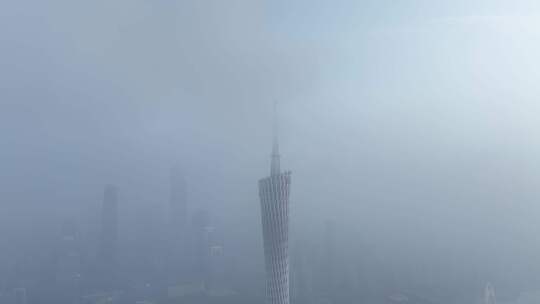 广州塔云雾清晨阳光雨后天气日出极端天气