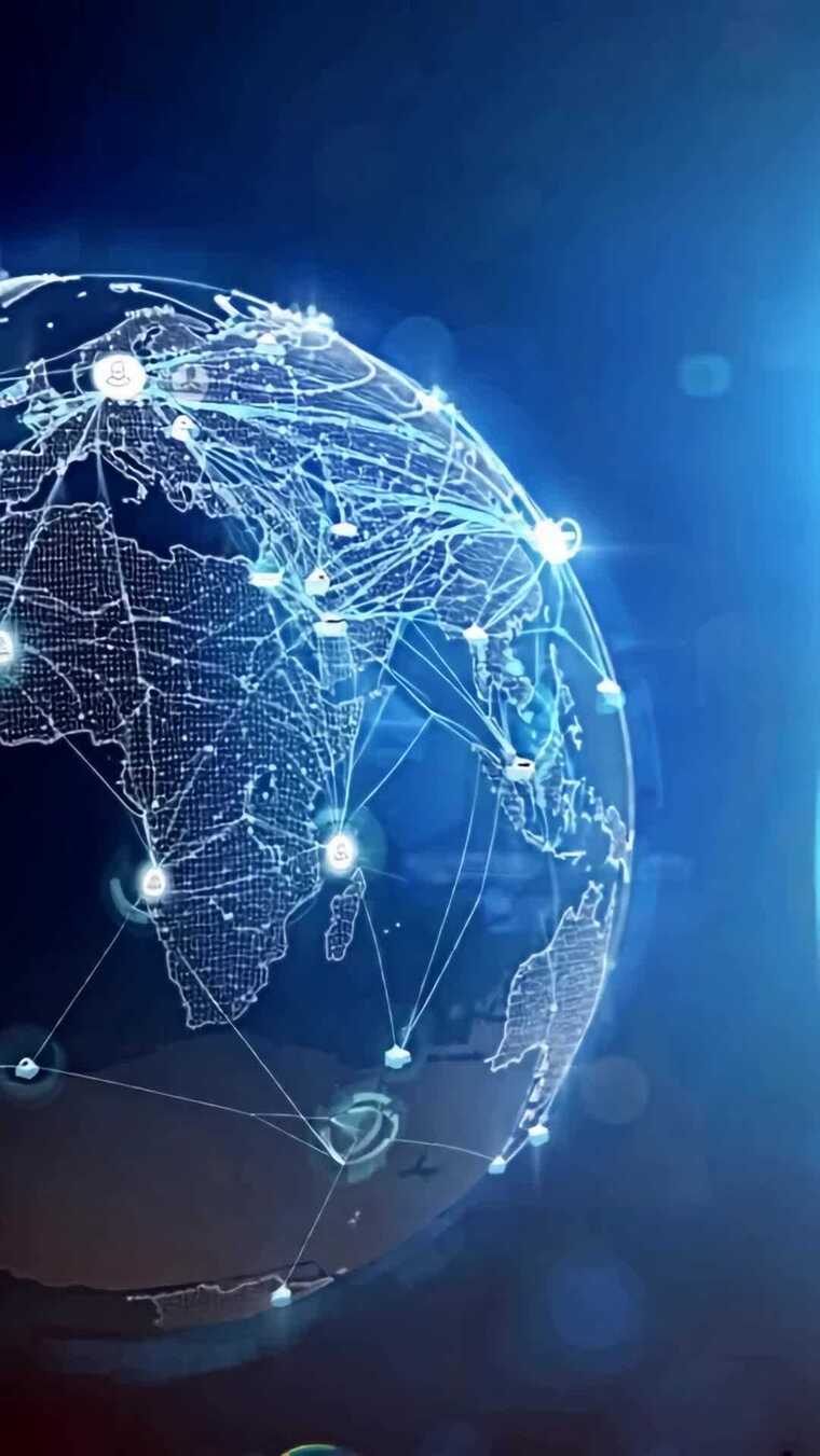 科技感全球网络连接地球画面