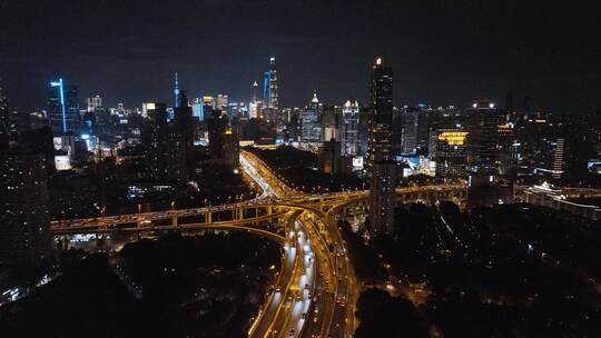 上海延安高架夜景航拍合集