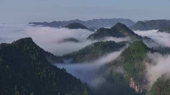 湘西吉首市青山平流雾清晨