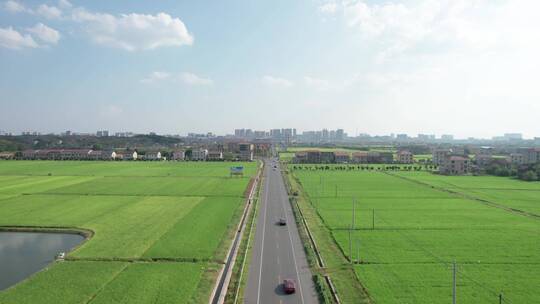 航拍乡村田园公路 美丽乡村