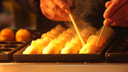 美食 夜市 章鱼小丸子 制作过程 夜宵