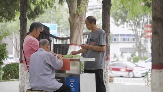 老人公园玩牌