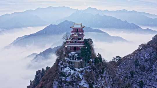 西安南五台景区冬雪雪景