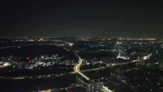 东莞虎门夜景航拍虎门镇夜景城市建筑风光