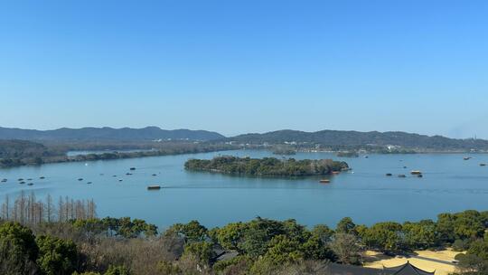 杭州雷峰塔俯瞰西湖全景 西湖游玩视频