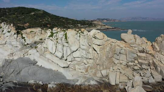 福建莆田湄洲岛海岸线风光航拍