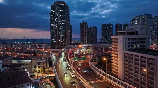 青岛高架路青岛交通青岛道路夜景航拍