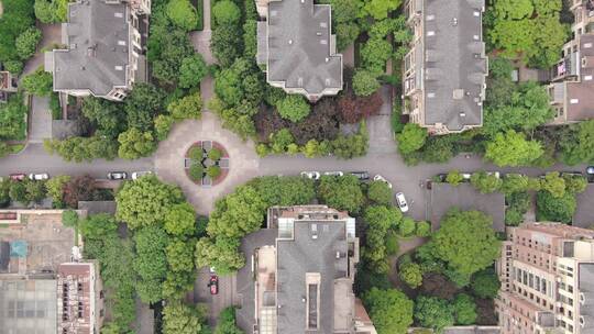 航拍城市别墅住宅小区