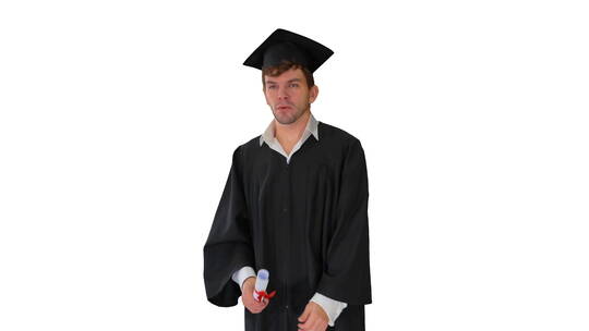 毕业礼服的男学生视频素材模板下载