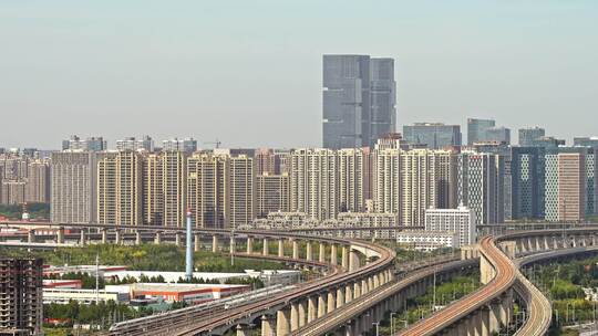 郑州东站高铁城市穿梭视频素材模板下载