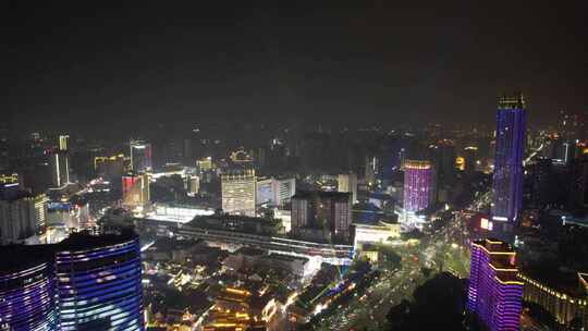 广西南宁城市夜景灯光航拍