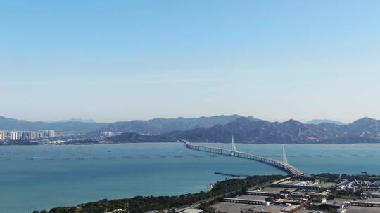 深圳湾公路大桥深圳湾口岸香港大气航拍4k