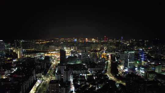 广东珠海城市夜景交通航拍