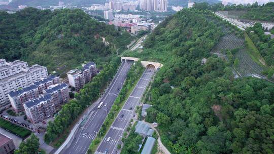 航拍福州妙峰山隧道视频素材模板下载