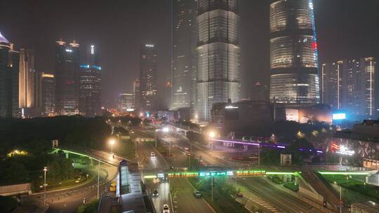 上海陆家嘴夜景航拍