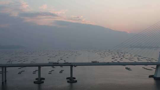 深圳湾大桥景观跨海大桥日落