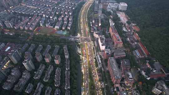 杭州西湖区天目山路城市风景航拍