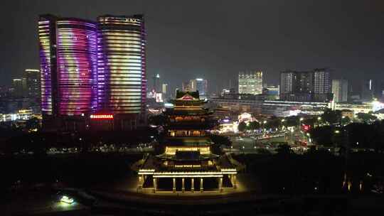 广西南宁城市夜景灯光航拍视频素材模板下载