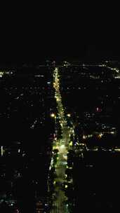 江苏无锡城市夜景竖屏航拍