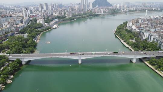 航拍广西柳州柳江城市风光