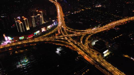 南京赛虹桥立交航拍4K夜景视频素材模板下载