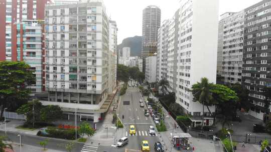 里约热内卢城市街道的无人机镜头